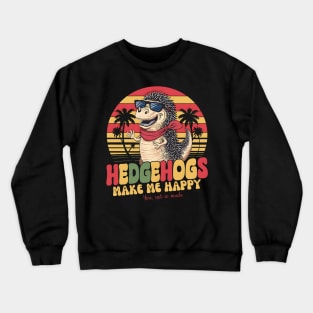 Amusing hedgehog design in retro vintage sunset style Crewneck Sweatshirt